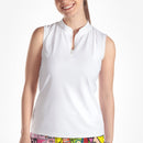 WHITE SLEEVELESS QUARTER ZIP TOP