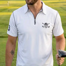 Tattoo Golf: Men's Hybrid Zipper Cool-Stretch Golf Shirt - Lucky 13 (White)