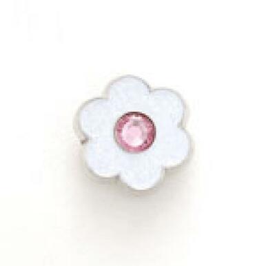 Bonjoc: Snap-On Glitter Ball Marker -Flower White with Pink Center
