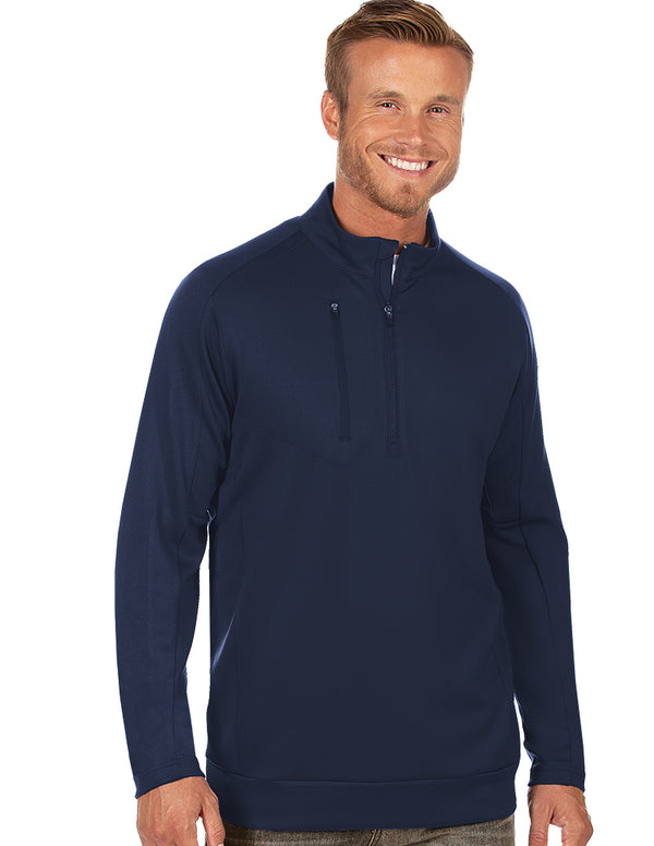 Men's Navy Generation 104366 Zip Long Sleeve Pullover by Antigua