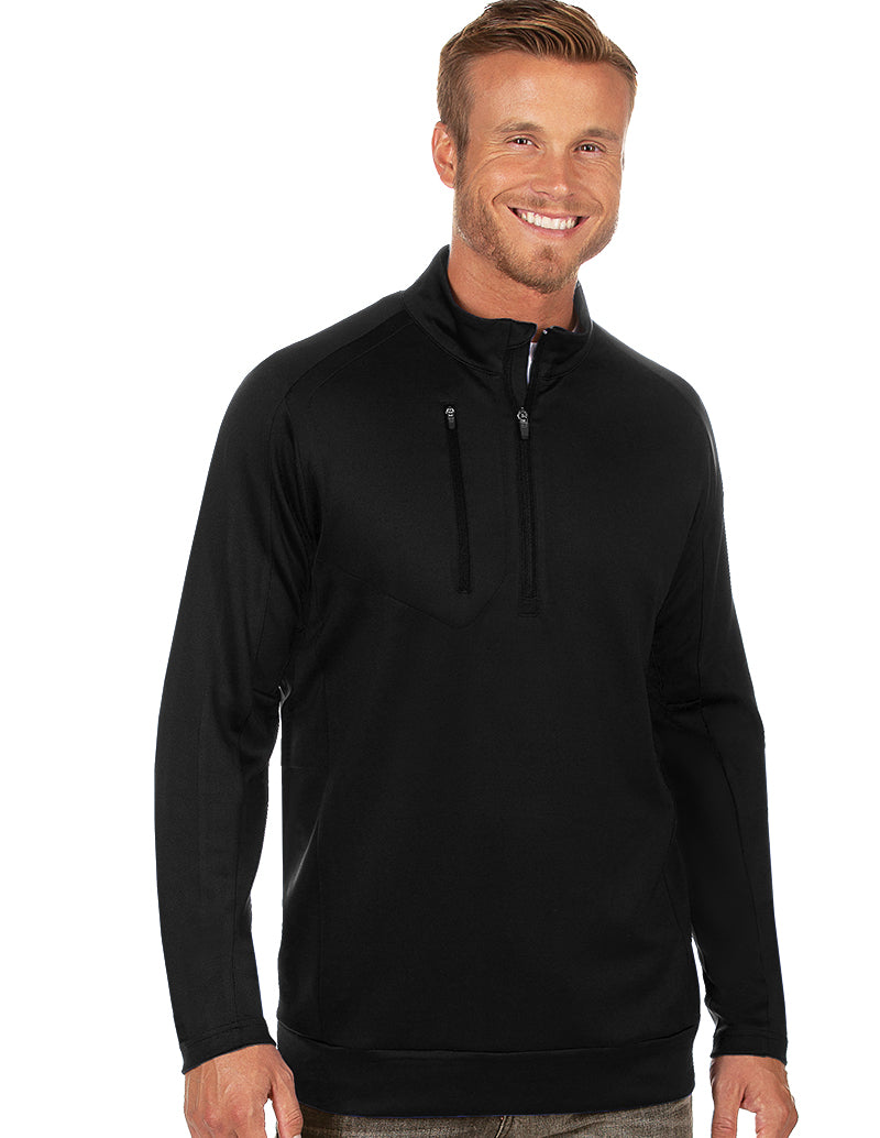 Men's Black Generation 104366 Zip Long Sleeve Pullover by Antigua