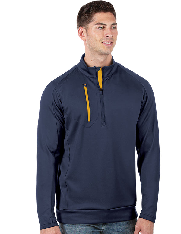 Antigua: Men's Generation 104366 1/2 Zip Long Sleeve Pullover - 536 Navy/Gold