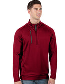 Antigua: Men's Generation 104366 1/2 Zip Long Sleeve Pullover - 71E Cardinal Red/Carbon Clothing
