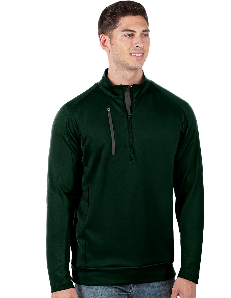 Men's Dark Pine/Carbon Generation 104366 Zip Long Sleeve Pullover by Antigua