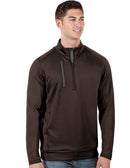 Antigua: Men's Generation 104366 1/2 Zip Long Sleeve Pullover - 75E Brown/Carbon Clothing