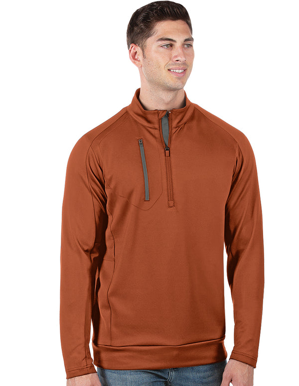 Antigua: Men's Generation 104366 1/2 Zip Long Sleeve Pullover - 77E Burnt Orange/Carbon