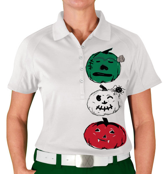 Golf Knickers: Womens Halloween Golf Shirt - Monster-O-Lanterns