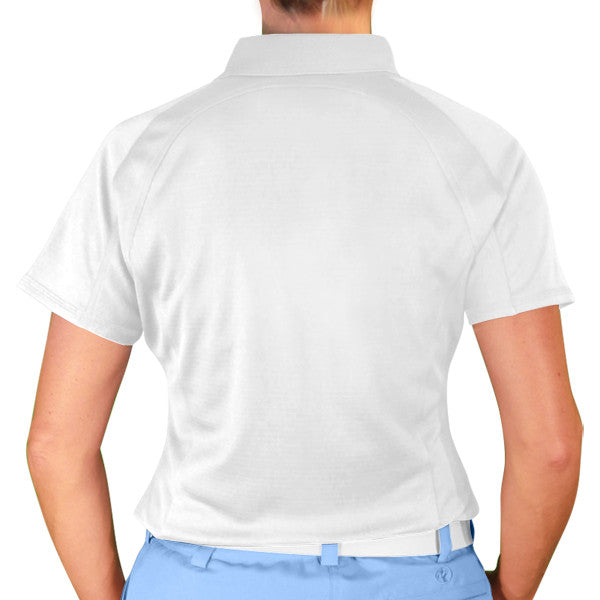 Golf Knickers: Ladies Argyle Paradise Golf Shirt - White/Pink/Light Blue