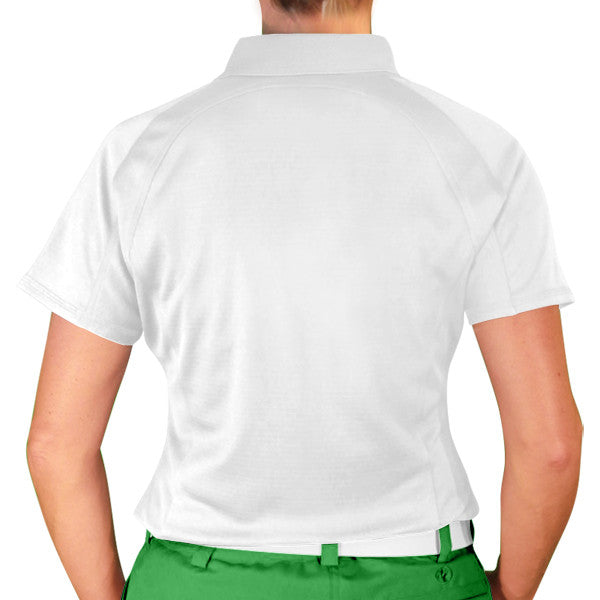 Golf Knickers: Ladies Argyle Paradise Golf Shirt - White/Lime/Red