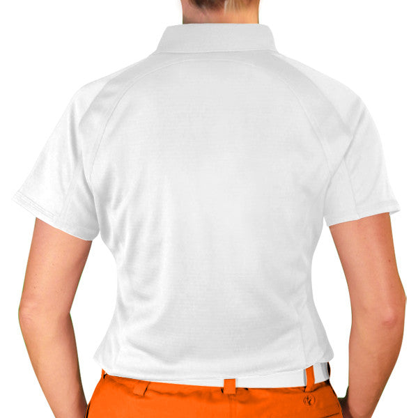 Golf Knickers: Ladies Argyle Paradise Golf Shirt - Orange/White/Teal