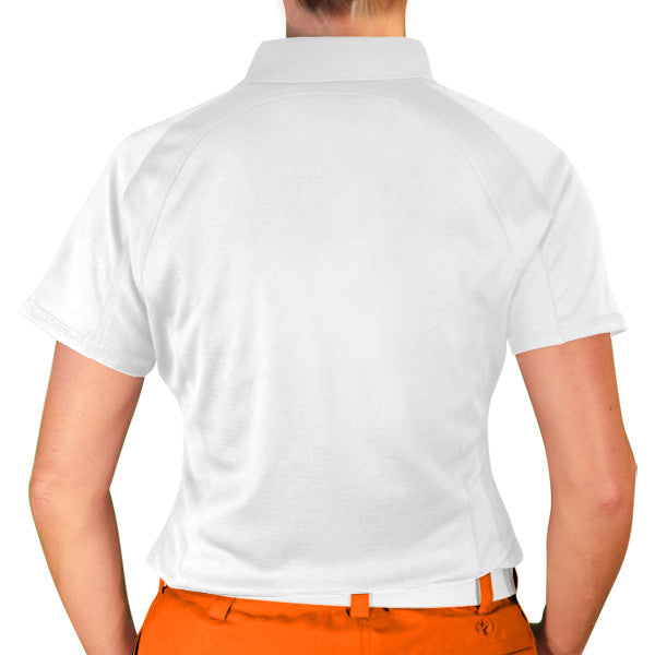 Golf Knickers: Ladies Argyle Paradise Golf Shirt - White/Royal/Orange
