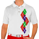Golf Knickers: Men's Argyle Paradise Golf Shirt - Red/Purple/Lime Clothing