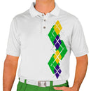 Golf Knickers: Men's Argyle Paradise Golf Shirt - Lime/Purple/Yellow Clothing