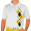 Golf Knickers: Men's Argyle Paradise Golf Shirt - Yellow/Navy/White Clothing