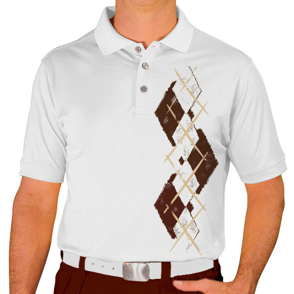 Golf Knickers: Men's Argyle Paradise Golf Shirt - Brown/White
