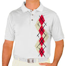 Golf Knickers: Men's Argyle Paradise Golf Shirt - Natural/Red Clothing