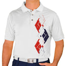 Golf Knickers: Men's Argyle Paradise Golf Shirt - White/Navy/Red Clothing