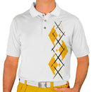 Golf Knickers: Men's Argyle Paradise Golf Shirt - Gold/White Clothing
