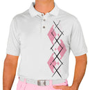 Golf Knickers: Men's Argyle Paradise Golf Shirt - Pink/White Clothing