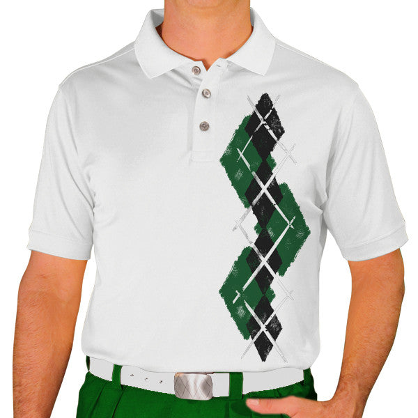Golf Knickers: Men's Argyle Paradise Golf Shirt - Dark Green/Black
