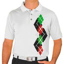 Golf Knickers: Men's Argyle Paradise Golf Shirt - Black/Red/Lime Clothing