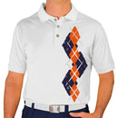 Golf Knickers: Men's Argyle Paradise Golf Shirt - Navy/Orange Clothing