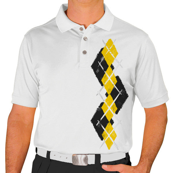 Golf Knickers: Men's Argyle Paradise Golf Shirt - Black/Yellow