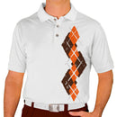 Golf Knickers: Men's Argyle Paradise Golf Shirt - Brown/Orange Clothing