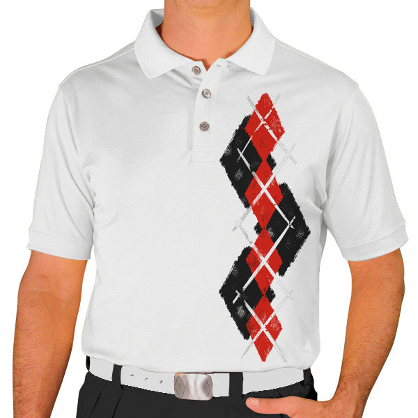 Golf Knickers: Men's Argyle Paradise Golf Shirt - Black/Red