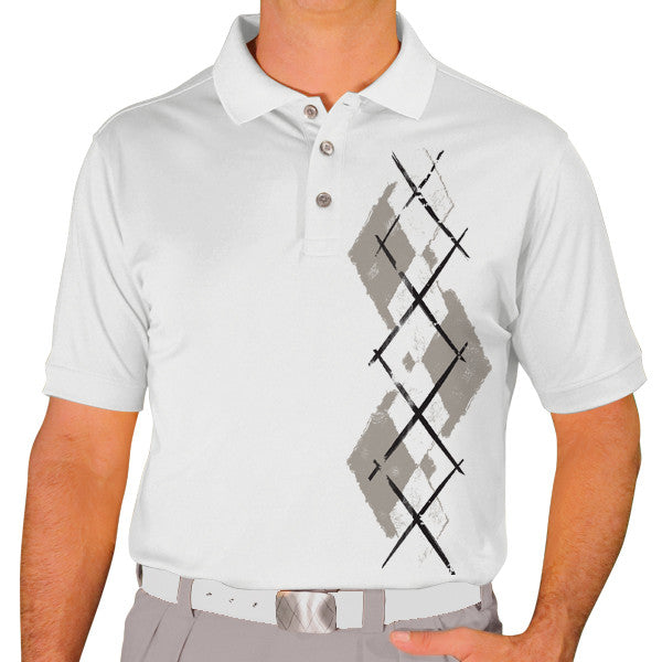 Golf Knickers: Men's Argyle Paradise Golf Shirt - Taupe/White