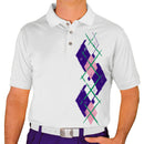 Golf Knickers: Men's Argyle Paradise Golf Shirt - Purple/Pink/White Clothing