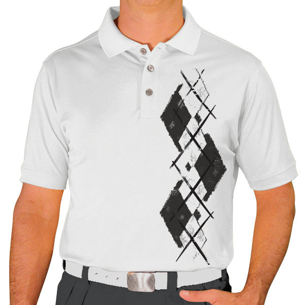 Golf Knickers: Men's Argyle Paradise Golf Shirt - Charcoal/White