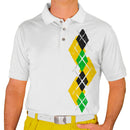 Golf Knickers: Men's Argyle Paradise Golf Shirt - Yellow/Lime/Black Clothing