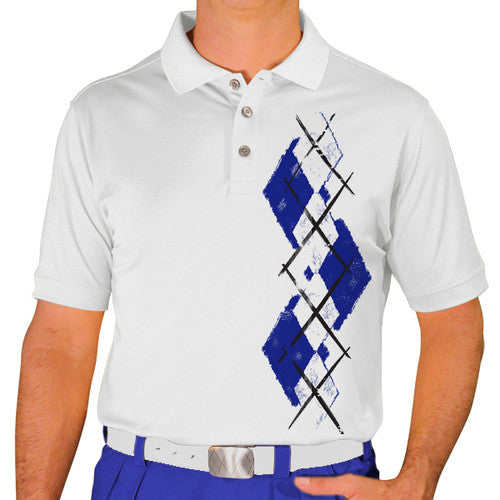 Golf Knickers: Men's Argyle Paradise Golf Shirt - Royal/White