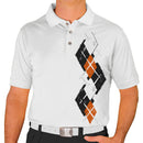 Golf Knickers: Men's Argyle Paradise Golf Shirt - Black/Orange/White Clothing