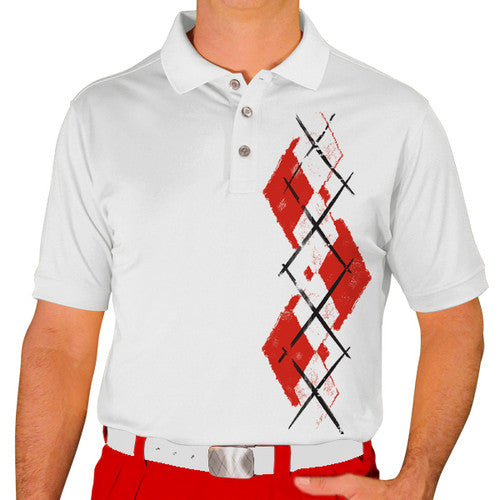 Golf Knickers: Men's Argyle Paradise Golf Shirt - Red/White