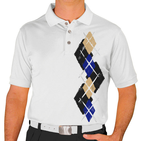 Golf Knickers: Men's Argyle Paradise Golf Shirt - Black/Royal/Khaki