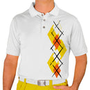 Golf Knickers: Men's Argyle Paradise Golf Shirt - Yellow/Orange/White Clothing
