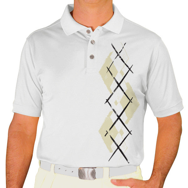 Golf Knickers: Men's Argyle Paradise Golf Shirt - Taupe/White