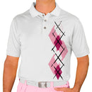 Golf Knickers: Men's Argyle Paradise Golf Shirt - Pink/Maroon/White Clothing