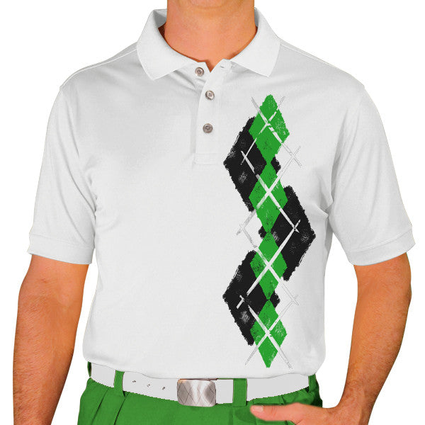 Golf Knickers: Men's Argyle Paradise Golf Shirt - Black/Lime