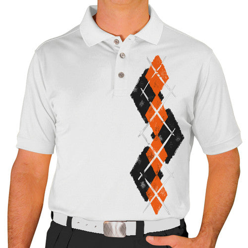 Golf Knickers: Men's Argyle Paradise Golf Shirt - Black/Orange