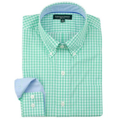 Fairway & Greene Men's Shirt - Real Jade Gingham Check Button Down (Size Small) SALE
