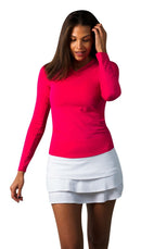 SanSoleil Ladies Fiesta Pink UPF 50 SolTek Ice Tennis Sport/Crew 900603 (Size Medium) SALE Clothing