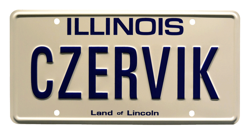 Replica Illinois CZERVIK Rolls Royce License Plate