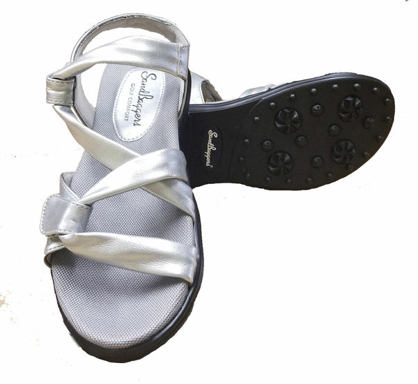 Sandbaggers: Women's Golf Sandals - Grace Silver (Size 5) SALE