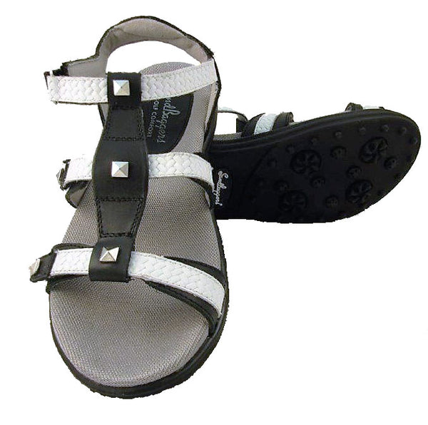 Sandbaggers: Women's Golf Sandals - Cece Black & White (Size 7) SALE
