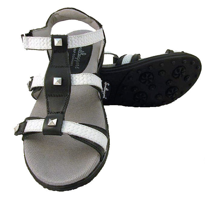 Sandbaggers: Women's Golf Sandals - Cece Black & White