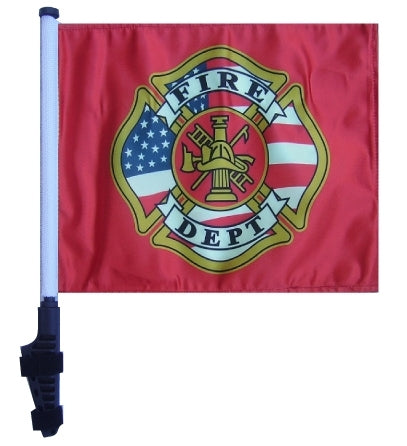 SSP Flags: 11x15 inch Golf Cart Flag with Pole - Fire Department