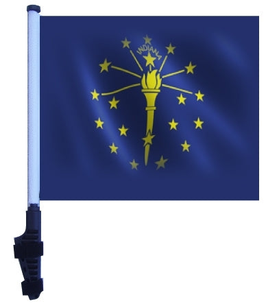 SSP Flags: 11x15 inch Golf Cart Flag with Pole - State of Indiana